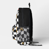 Psychedelic Groovy Daisy Checkerboard, Y2K 90s Bedruckter Rucksack (Rechts)