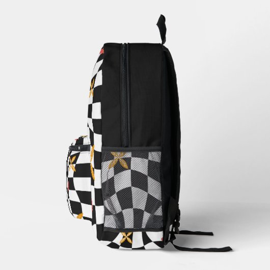 Psychedelic Groovy Daisy Checkerboard, Y2K 90s Bedruckter Rucksack (Rechts)