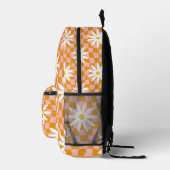 Psychedelic Groovy Daisy Checkerboard, Y2K 90s Bedruckter Rucksack (Rechts)