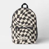 Psychedelic Groovy Daisy Checkerboard, Y2K 90s Bedruckter Rucksack (Vorderseite)