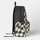 Psychedelic Groovy Daisy Checkerboard, Y2K 90s Bedruckter Rucksack (Links)