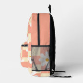 Psychedelic Groovy Daisy Floral Checkerboard Bedruckter Rucksack (Rechts)