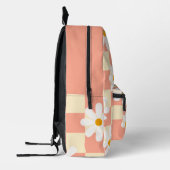 Psychedelic Groovy Daisy Floral Checkerboard Bedruckter Rucksack (Links)