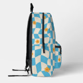 Psychedelic Groovy Floral Checkerboard Bedruckter Rucksack (Links)