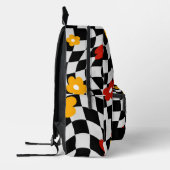 Psychedelic Groovy Floral Checkerboard, Y2K 90s Bedruckter Rucksack (Links)