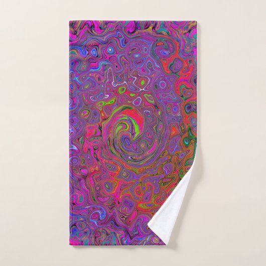 Psychedelic Groovy Magenta Retro Liquid Swirl Badhandtuch Set (Handtuch)