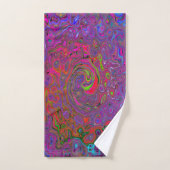 Psychedelic Groovy Magenta Retro Liquid Swirl Badhandtuch Set (Handtuch)