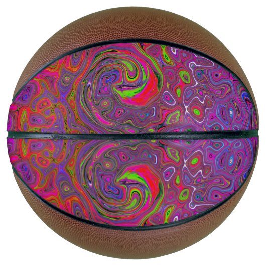 Psychedelic Groovy Magenta Retro Liquid Swirl Basketball (Vorderseite)