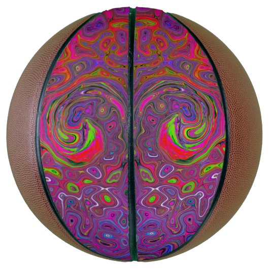 Psychedelic Groovy Magenta Retro Liquid Swirl Basketball (Vertikal)
