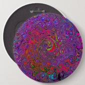 Psychedelic Groovy Magenta Retro Liquid Swirl Button (Vorne & Hinten)