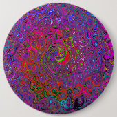 Psychedelic Groovy Magenta Retro Liquid Swirl Button (Vorderseite)