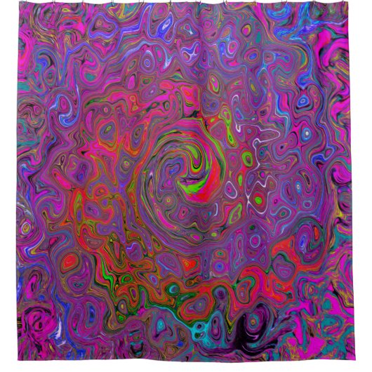 Psychedelic Groovy Magenta Retro Liquid Swirl Duschvorhang (Vorderseite)