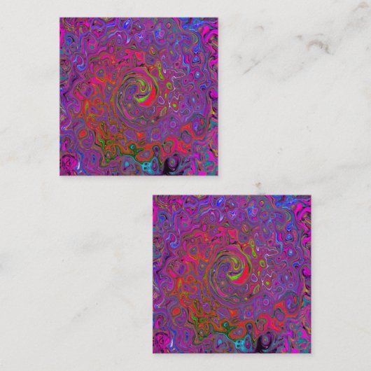 Psychedelic Groovy Magenta Retro Liquid Swirl Empfehlungskarte (Vorne/Hinten)