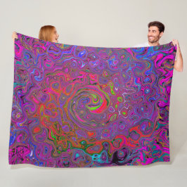 Psychedelic Groovy Magenta Retro Liquid Swirl Fleecedecke