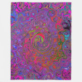 Psychedelic Groovy Magenta Retro Liquid Swirl Fleecedecke (Vorderseite)