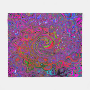 Psychedelic Groovy Magenta Retro Liquid Swirl Fleecedecke