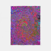 Psychedelic Groovy Magenta Retro Liquid Swirl Fleecedecke (Vorderseite)