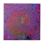 Psychedelic Groovy Magenta Retro Liquid Swirl Fliese (Vorderseite)