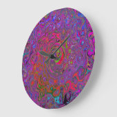 Psychedelic Groovy Magenta Retro Liquid Swirl Große Wanduhr (Winkel)