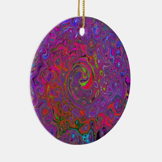 Psychedelic Groovy Magenta Retro Liquid Swirl Keramik Ornament (Rechts)