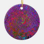 Psychedelic Groovy Magenta Retro Liquid Swirl Keramik Ornament (Vorne)