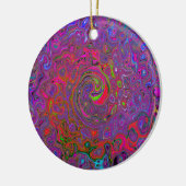 Psychedelic Groovy Magenta Retro Liquid Swirl Keramik Ornament (Links)