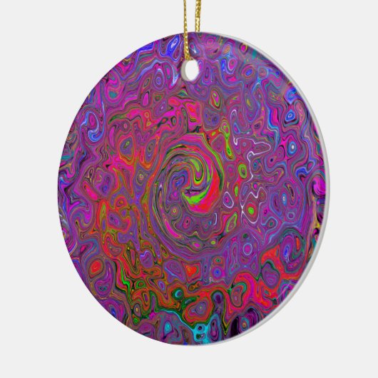 Psychedelic Groovy Magenta Retro Liquid Swirl Keramik Ornament (Links)
