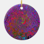 Psychedelic Groovy Magenta Retro Liquid Swirl Keramik Ornament (Hinten)