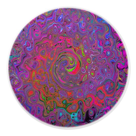 Psychedelic Groovy Magenta Retro Liquid Swirl Keramikknauf (Vorderseite)