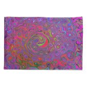 Psychedelic Groovy Magenta Retro Liquid Swirl Kissenbezug (Rückseite)