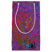 Psychedelic Groovy Magenta Retro Liquid Swirl Kleine Geschenktüte (Vorderseite)
