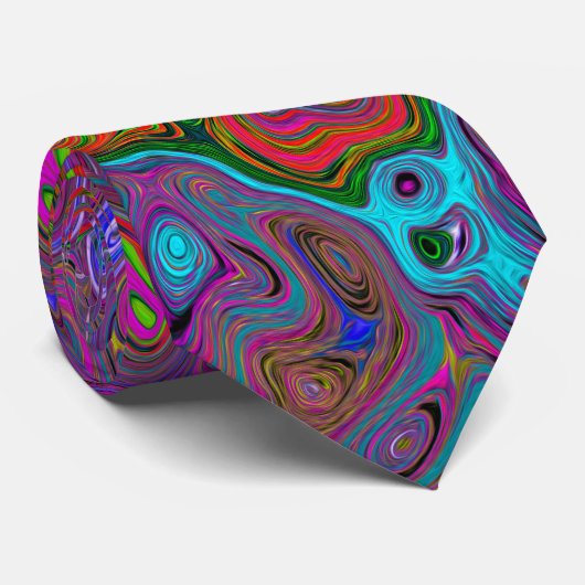 Psychedelic Groovy Magenta Retro Liquid Swirl Krawatte (Gerollt)