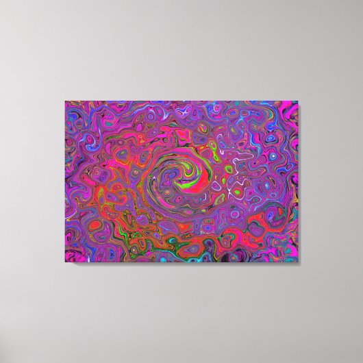 Psychedelic Groovy Magenta Retro Liquid Swirl Leinwanddruck (Vorderseite)
