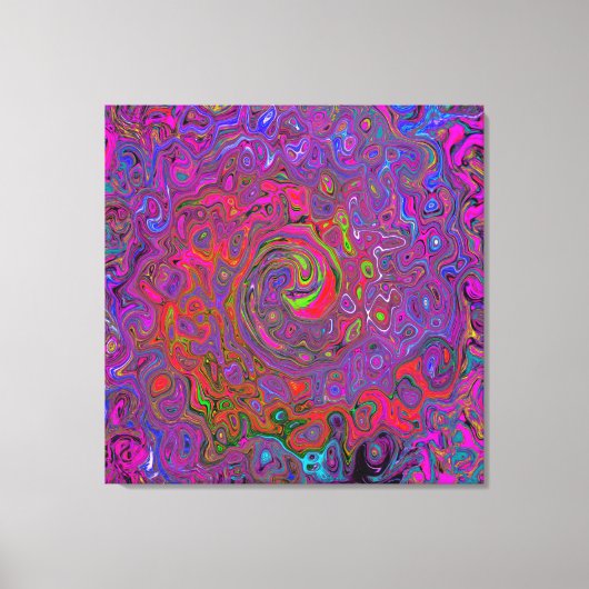 Psychedelic Groovy Magenta Retro Liquid Swirl Leinwanddruck (Vorderseite)