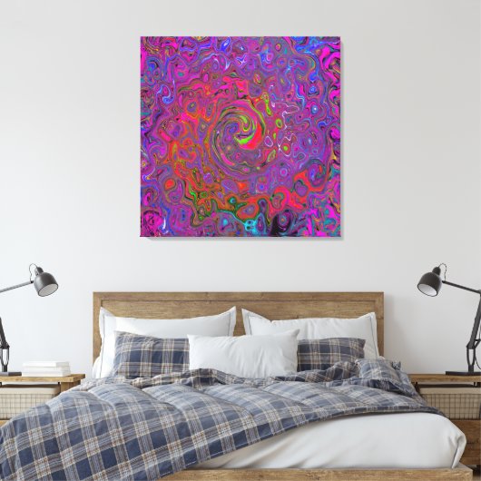 Psychedelic Groovy Magenta Retro Liquid Swirl Leinwanddruck (Insitu (Schlafzimmer))