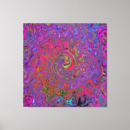 Psychedelic Groovy Magenta Retro Liquid Swirl Leinwanddruck (Vorderseite)