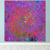 Psychedelic Groovy Magenta Retro Liquid Swirl Leinwanddruck (Insitu (Holzboden))