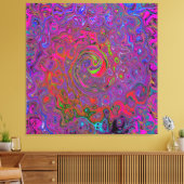 Psychedelic Groovy Magenta Retro Liquid Swirl Leinwanddruck (Insitu (Wohnzimmer))