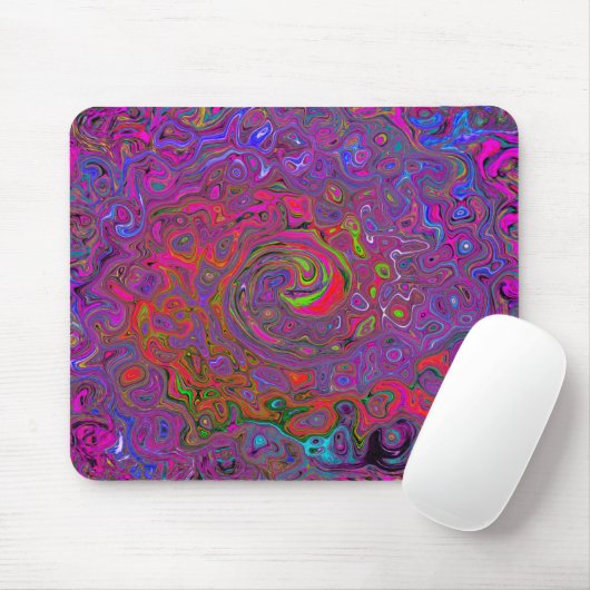 Psychedelic Groovy Magenta Retro Liquid Swirl Mousepad (Mit Mouse)