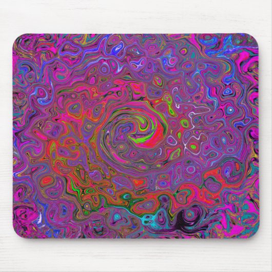 Psychedelic Groovy Magenta Retro Liquid Swirl Mousepad (Vorne)