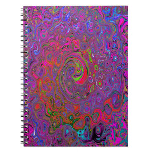 Psychedelic Groovy Magenta Retro Liquid Swirl Notizblock