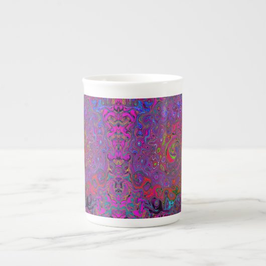 Psychedelic Groovy Magenta Retro Liquid Swirl Porzellantasse (Vorderseite)