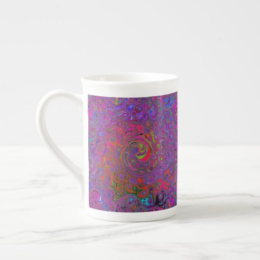 Psychedelic Groovy Magenta Retro Liquid Swirl Porzellantasse (Links)