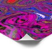 Psychedelic Groovy Magenta Retro Liquid Swirl Poster (Ecke)