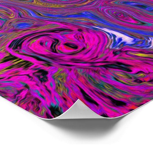Psychedelic Groovy Magenta Retro Liquid Swirl Poster (Ecke)