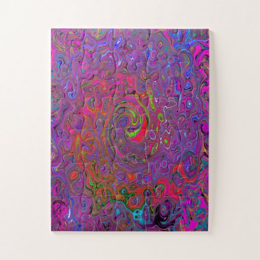Psychedelic Groovy Magenta Retro Liquid Swirl Puzzle (Vertikal)