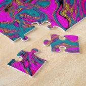 Psychedelic Groovy Magenta Retro Liquid Swirl Puzzle (Seite)