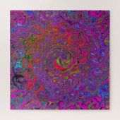 Psychedelic Groovy Magenta Retro Liquid Swirl Puzzle (Horizontal)