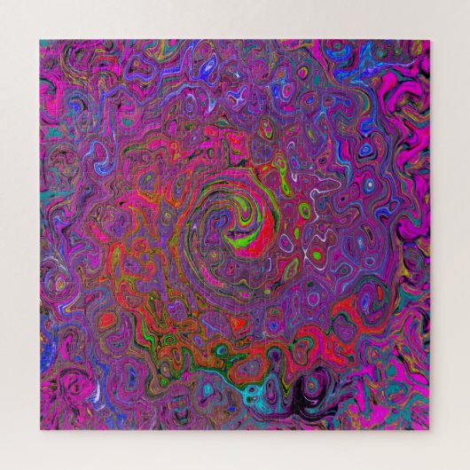 Psychedelic Groovy Magenta Retro Liquid Swirl Puzzle (Vertikal)