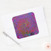 Psychedelic Groovy Magenta Retro Liquid Swirl Quadratischer Aufkleber (Umschlag)